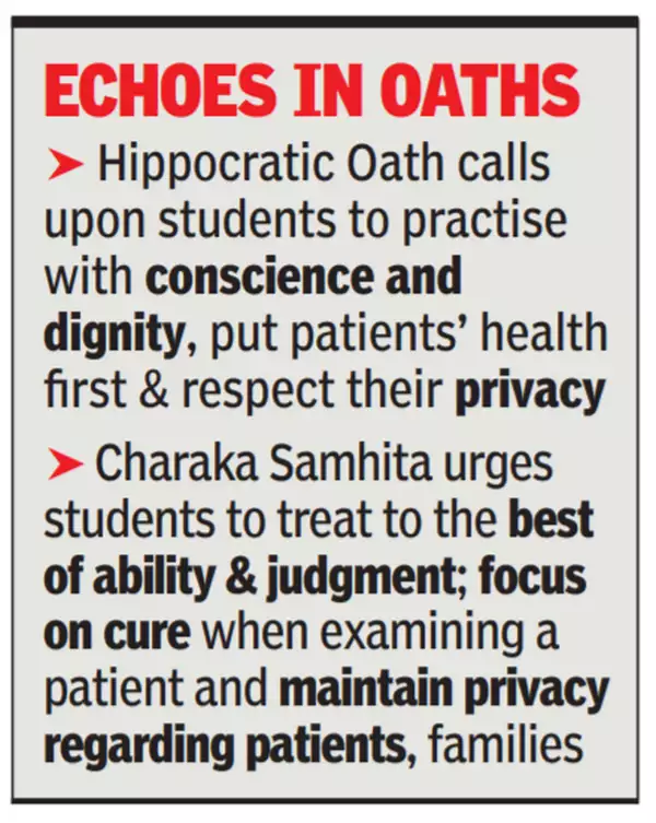 Neither Charak shapath nor Hippocratic oath in new NMC