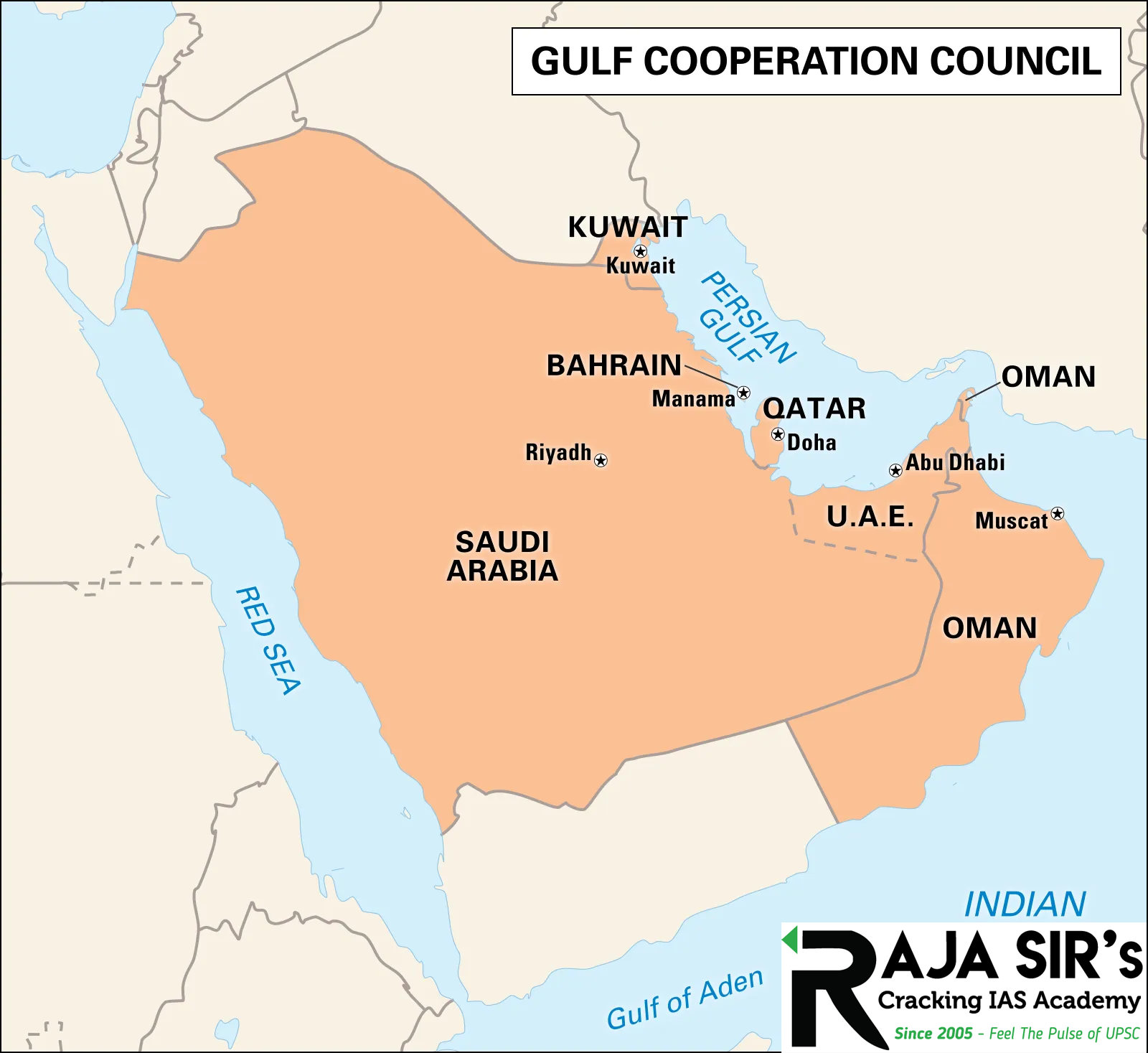 The Cooperation Council for the Arab States of the Gulf, known as the Gulf Cooperation Council (GCC), is a regional and economic union established in 1981. Members: Bahrain, Kuwait, Oman, Qatar, Saudi Arabia, and the United Arab Emirates Headquarters: Riyadh, Saudi Arabia. Aim: To achieve unity among its members based on their common objectives and their similar political and cultural identities, which are rooted in Arab and Islamic cultures. Out of 32 million non-resident Indians (NRIs), nearly half are estimated to be working in GCC countries. According to World Bank, India got $87 billion in foreign remittances in 2021. A noticeable portion came from the GCC nations.